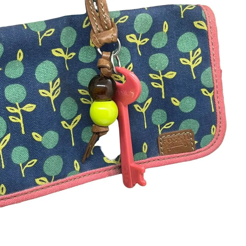 Fossil Key-Per Diaper Bag Tote Handbag Multicolor Coated Canvas Double Handle